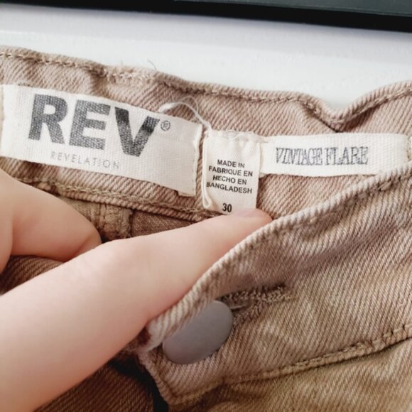 Revolve Rev Denim Taupe Vintage Flare High Rise Stretch Jeans 30 - Picture 4 of 7